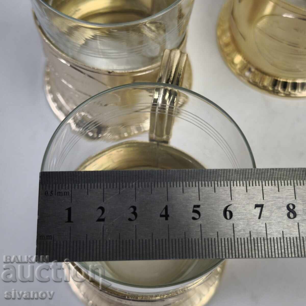 Σετ από 6 σουβέρ με ποτήρια, σερβίτσιο ΕΣΣΔ #6215 - 6