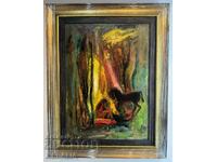 Encho Pironkov - "Odihnă" - ulei pe pânză - semnată - înrămată