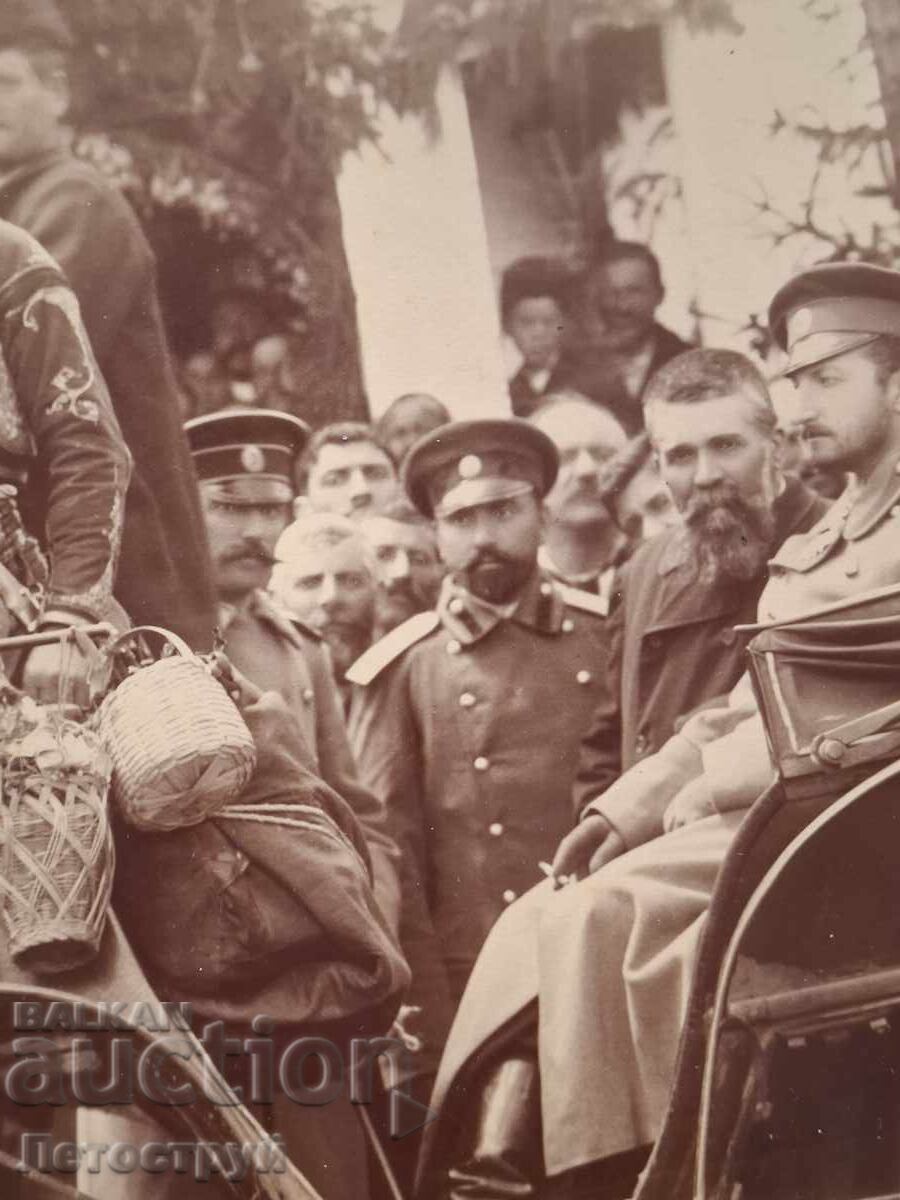 From 1st, Tsar Ferdinand on a phaeton. Many people around him - 5