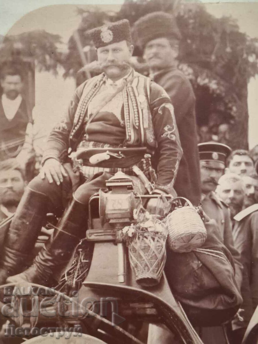 From 1st, Tsar Ferdinand on a phaeton. Many people around him - 6