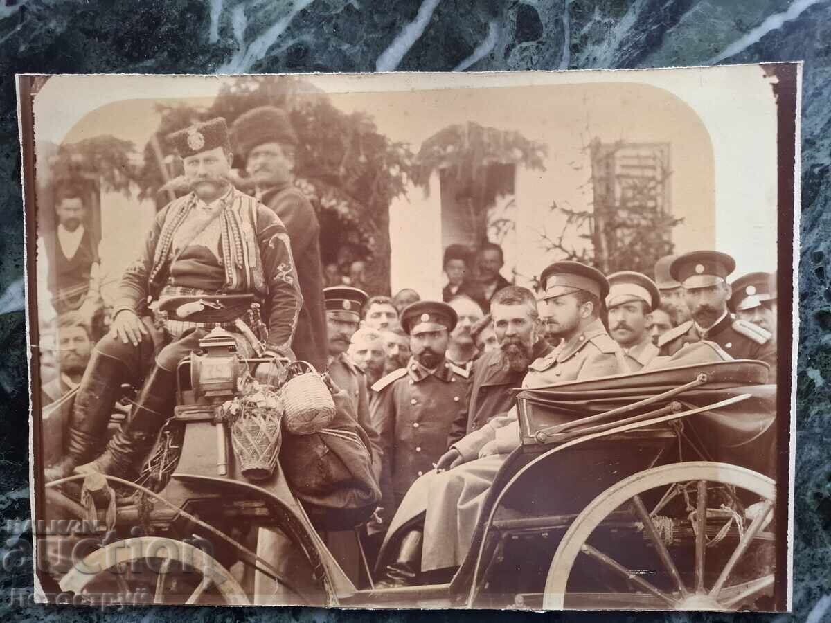 From 1st, Tsar Ferdinand on a phaeton. Many people around him