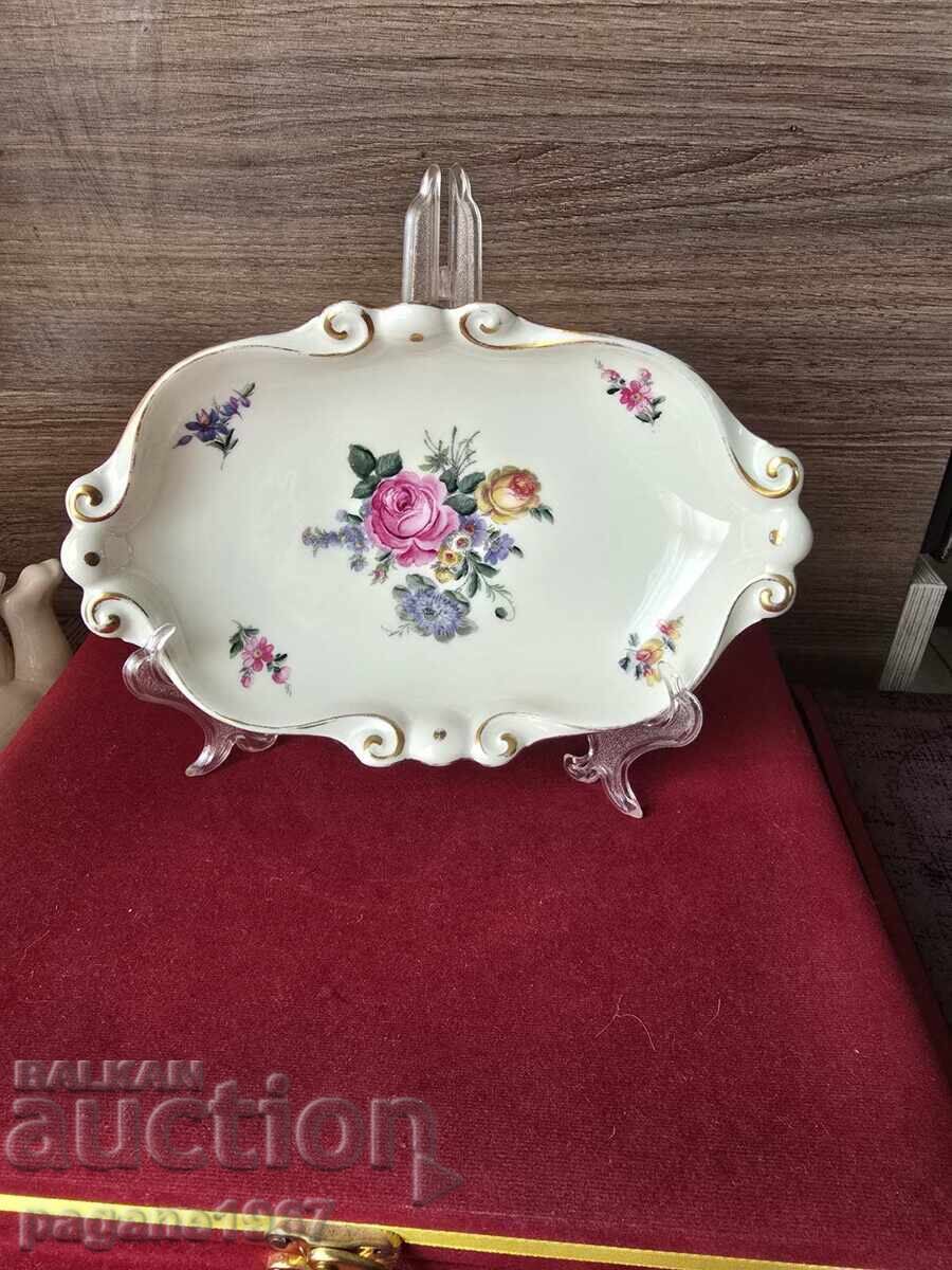 Παράδοση Αντίκα πορσελάνινη γερμανική πιατέλα