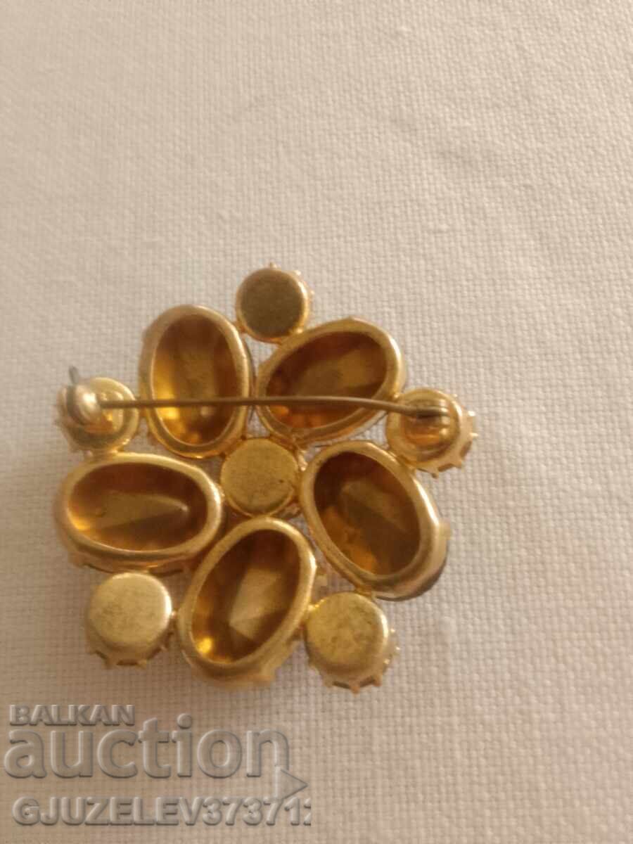 Delivery of Vintage brooch / "large flower / floral motif, brown-gold