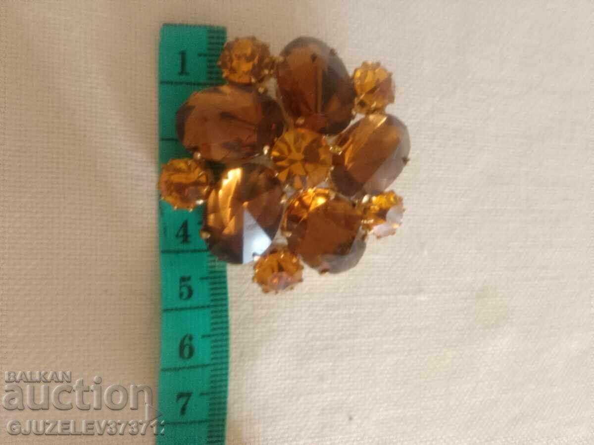 Vintage brooch / "large flower / floral motif, brown-gold - 5