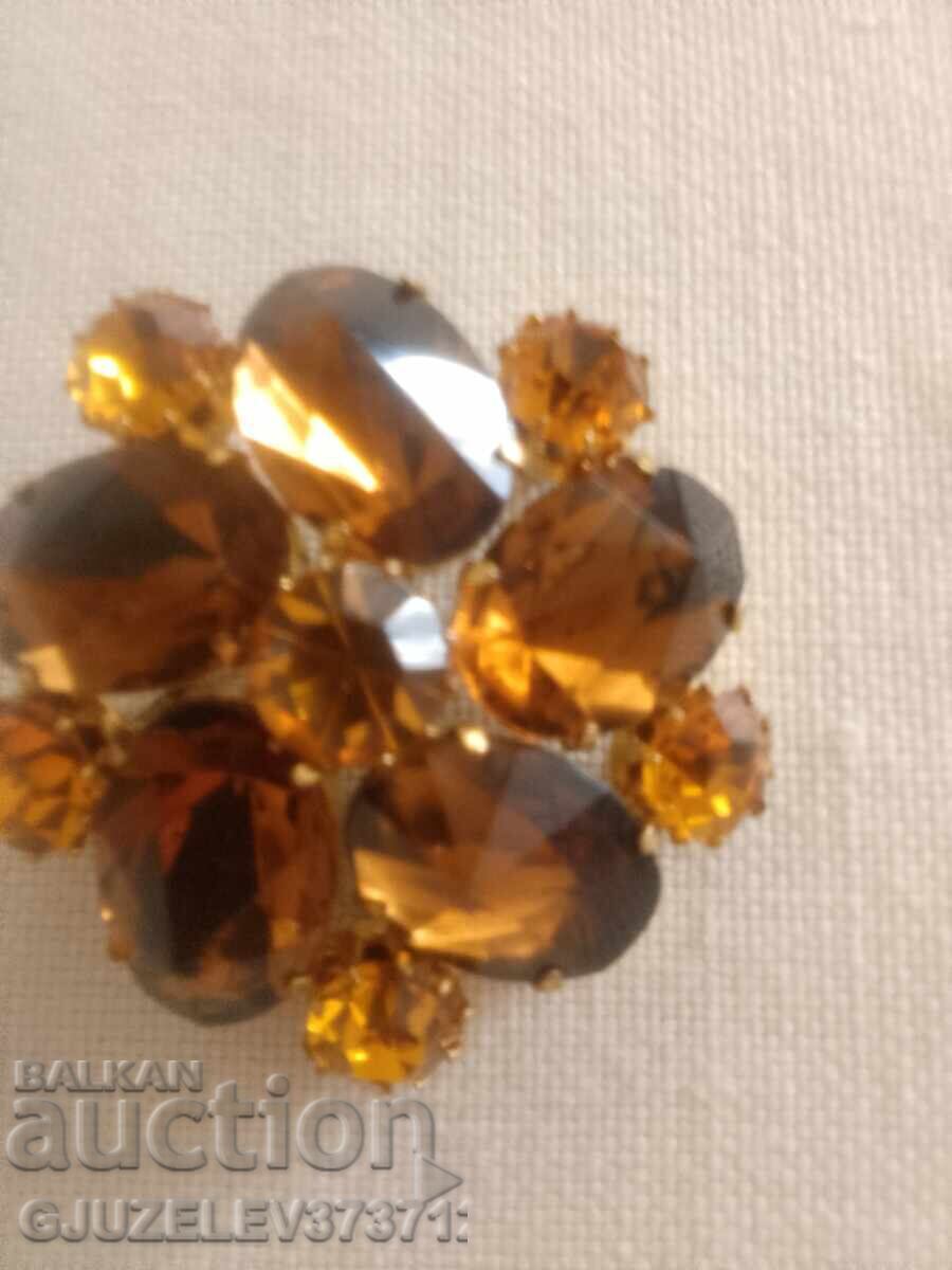 Vintage brooch / "large flower / floral motif, brown-gold - 6