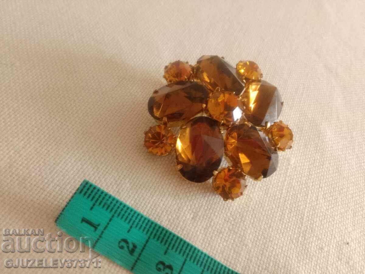 Vintage brooch / "large flower / floral motif, brown-gold