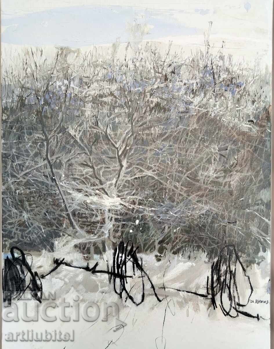 Veselin Nachev, tablou "Iarnă/ curte" ulei pe pânză, 97 x 77 cm cu preț 4200.00 BGN | € 2147.43