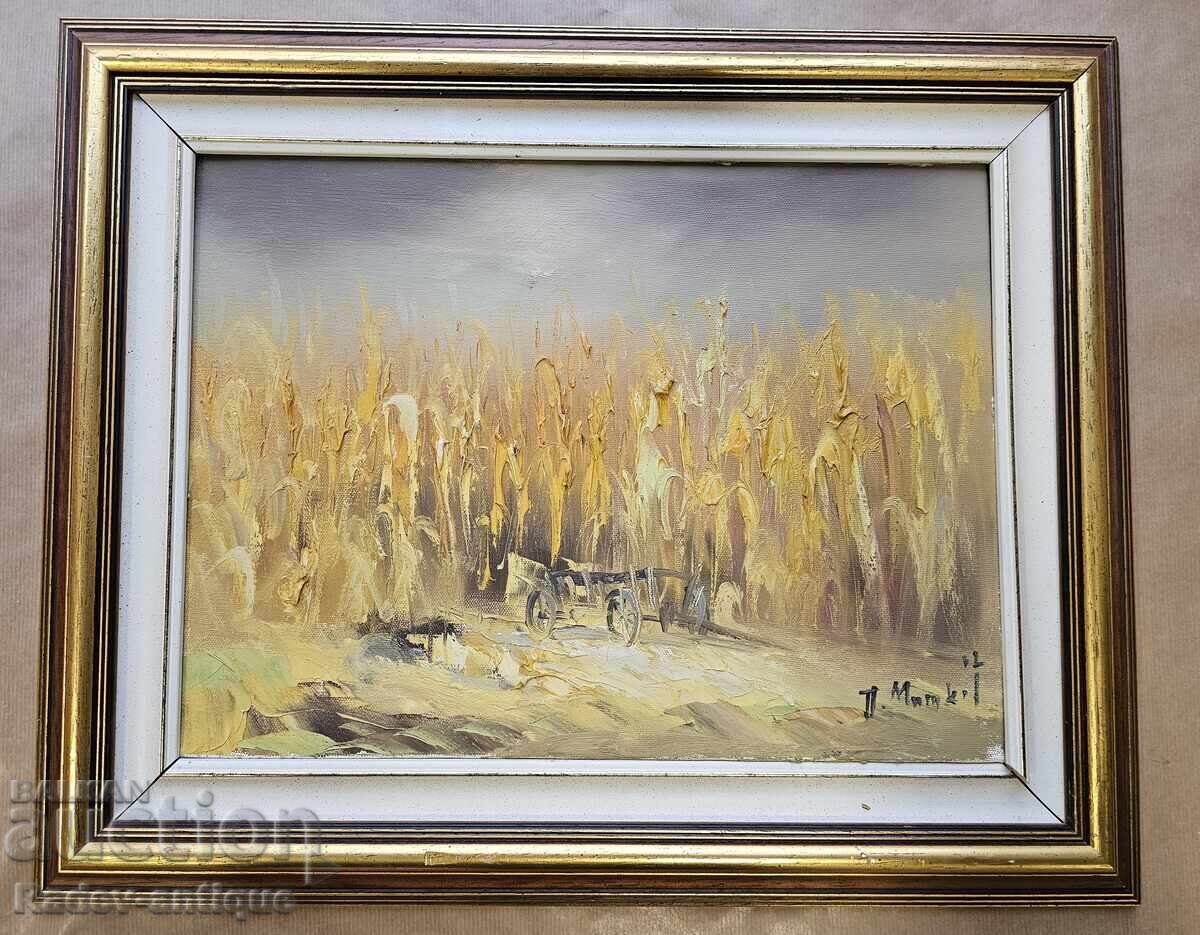 Painting PAVEL MITKOV landscape oil paints on canvas