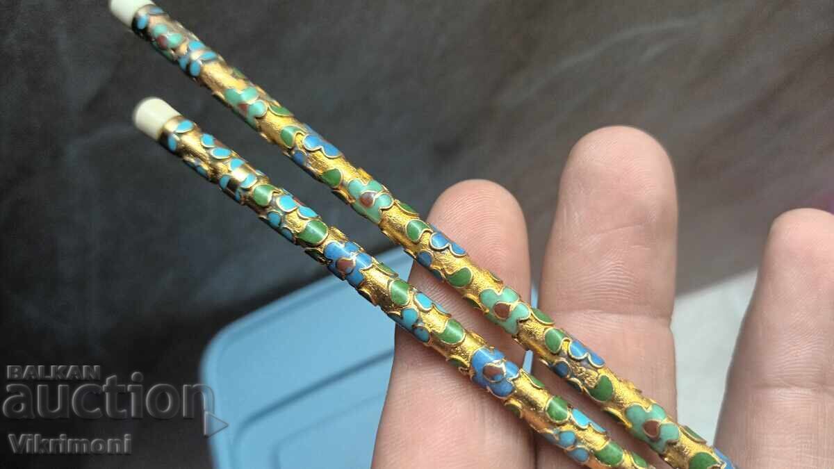 Chopsticks, eating sticks, Cloisonné, gilding, bone, sushi with price € 23.01 | 45.00 BGN