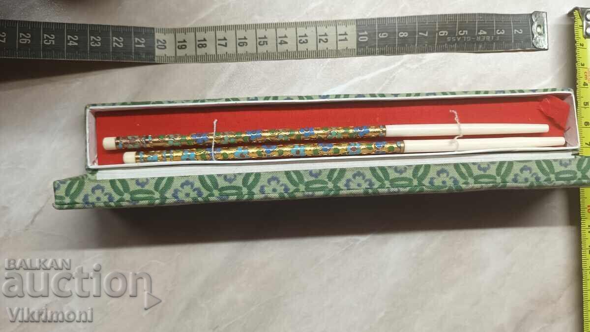 Chopsticks, eating sticks, Cloisonné, gilding, bone, sushi - 5