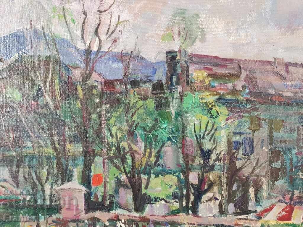 Аукцион Евгени Томов /1934-2006/ Женскиат пазар София 1974 масло