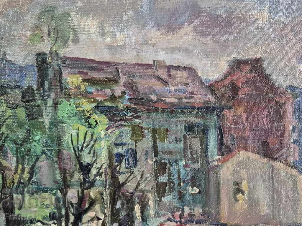 Evgeni Tomov /1934-2006/ Piata femeilor Sofia 1974 ulei - 5