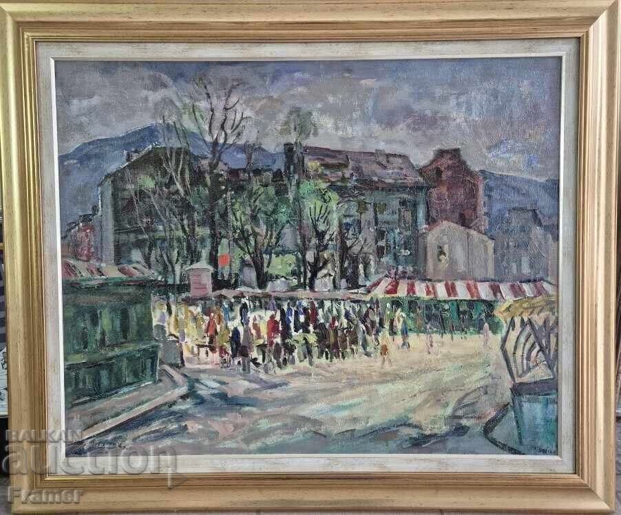 Evgeni Tomov /1934-2006/ Piata femeilor Sofia 1974 ulei