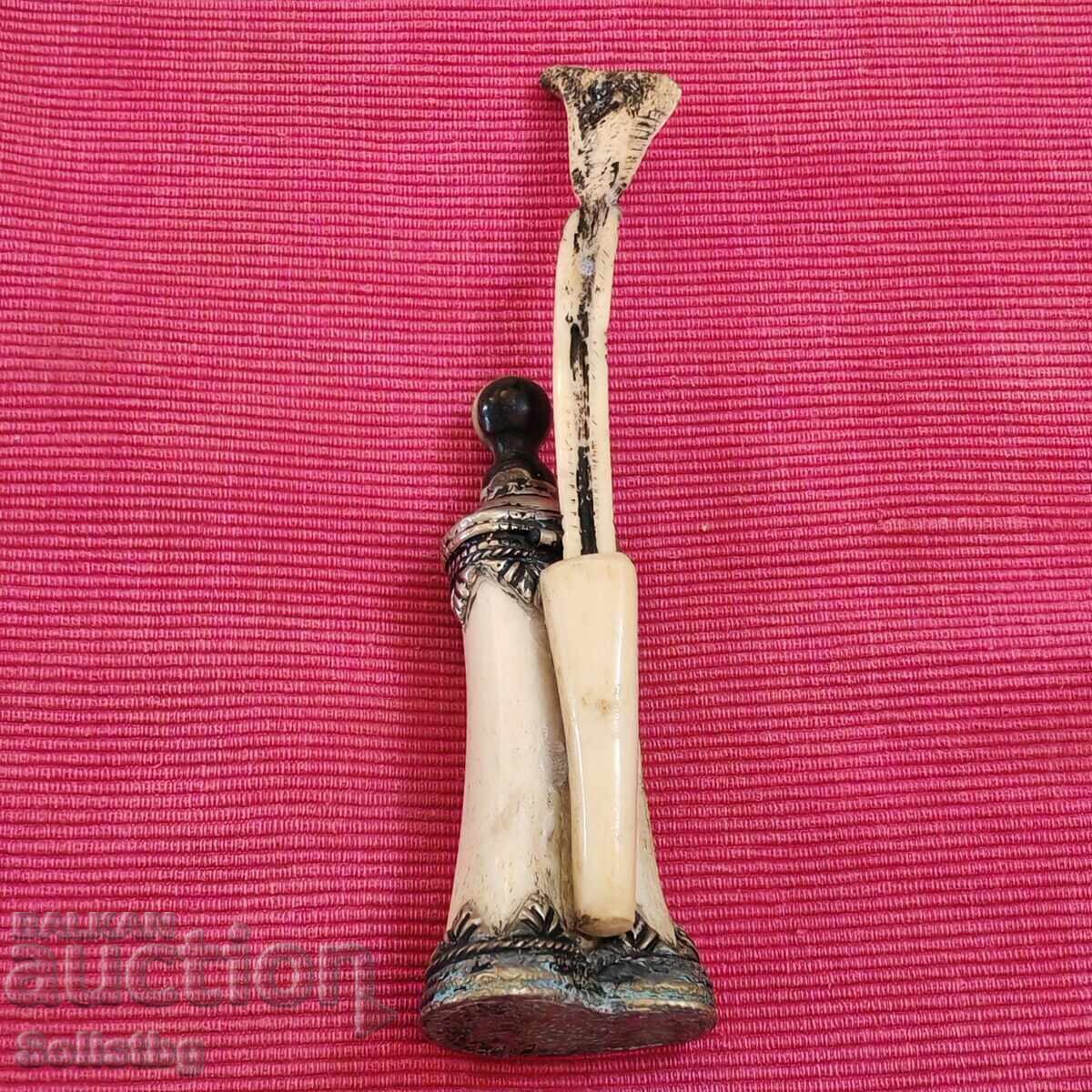 Old Jewish inkwell made of bone - 6
