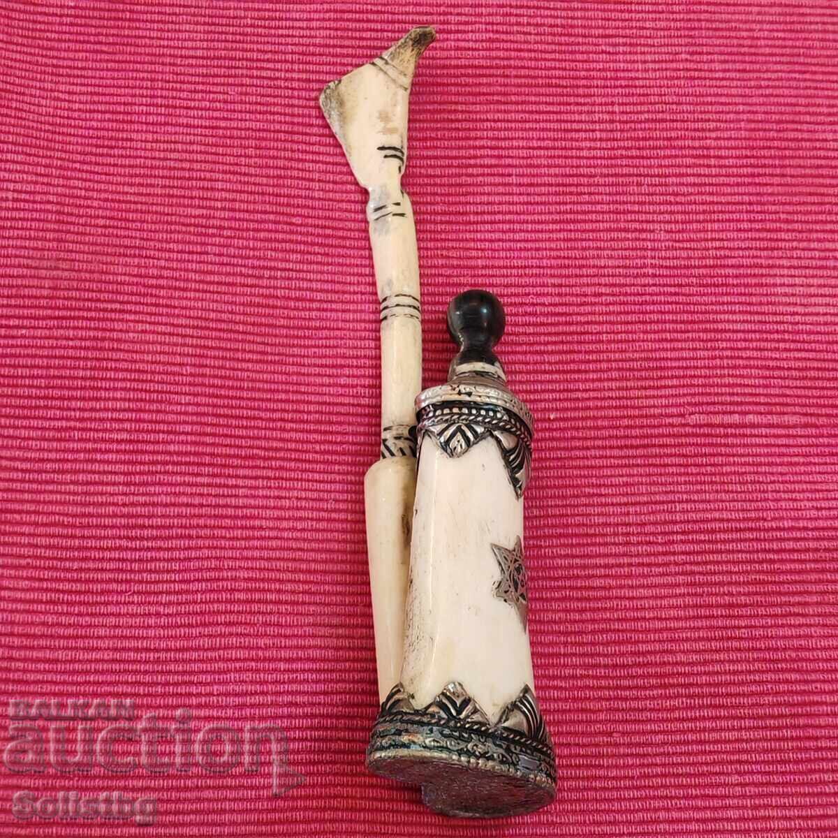 Old Jewish inkwell made of bone
