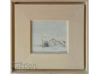 Milko Bozhkov - painting "House", 37 x 39 cm