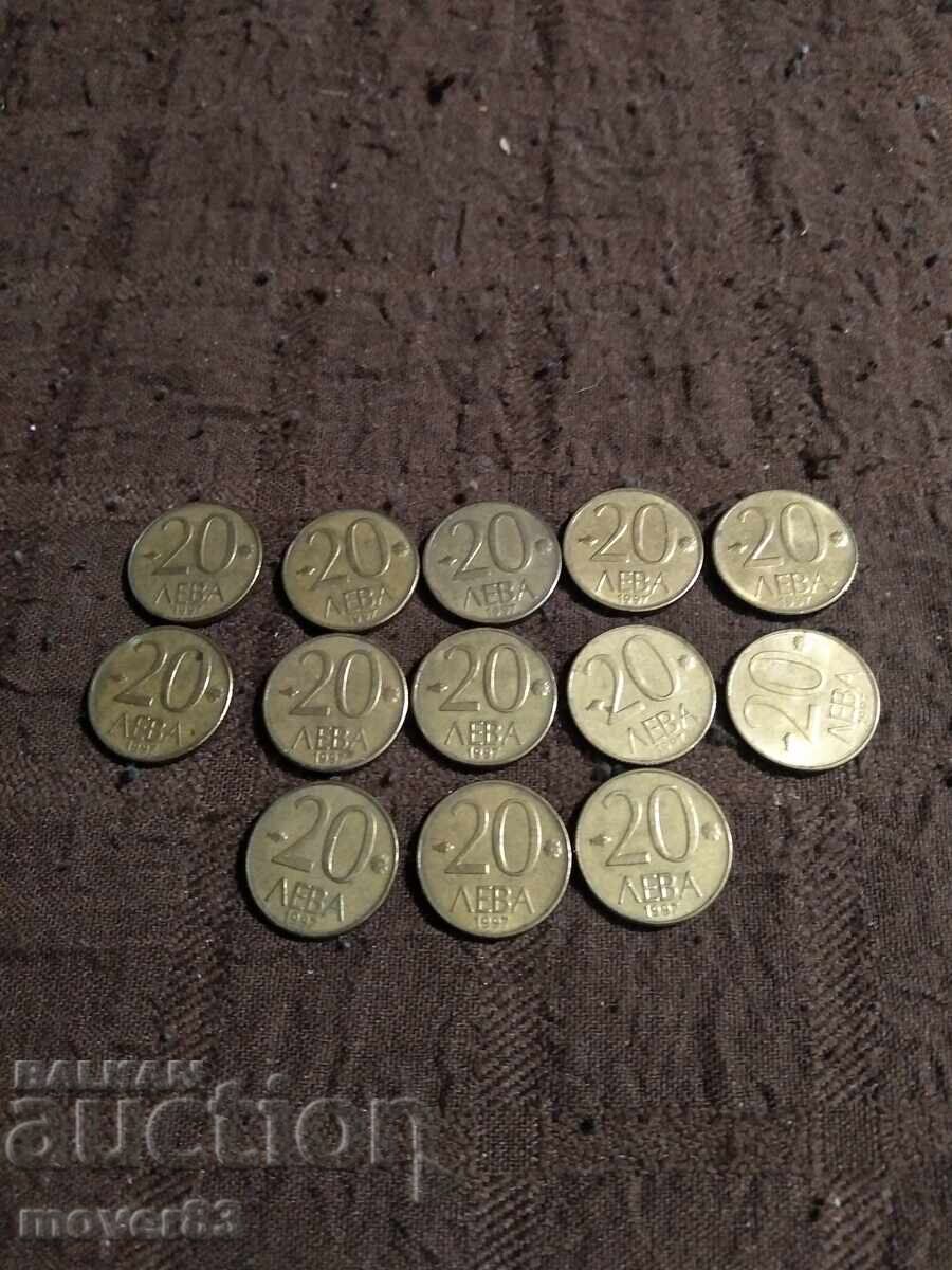 20 Leva coins 1997. 13 pieces 20 Leva coins 1997. 13 pieces