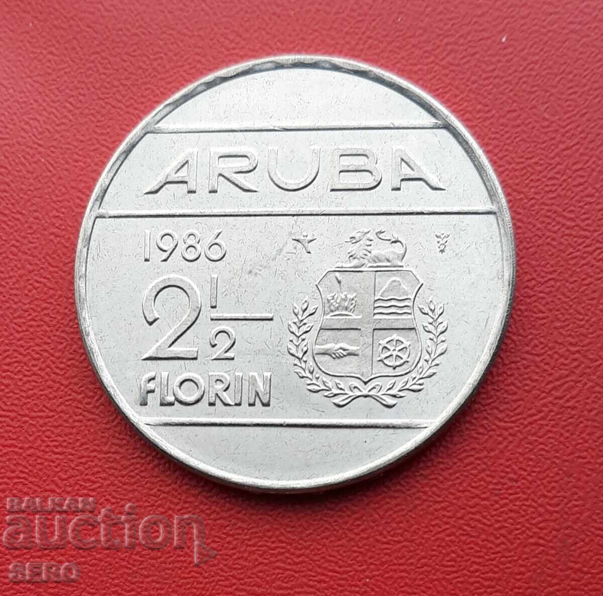 Остров Аруба-2,5 гулдена 1986-рядка-тираж 106 х. бр.