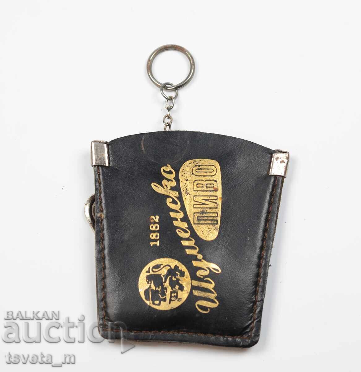 Кожен ключодържател с отварачка Шуменско пиво соц