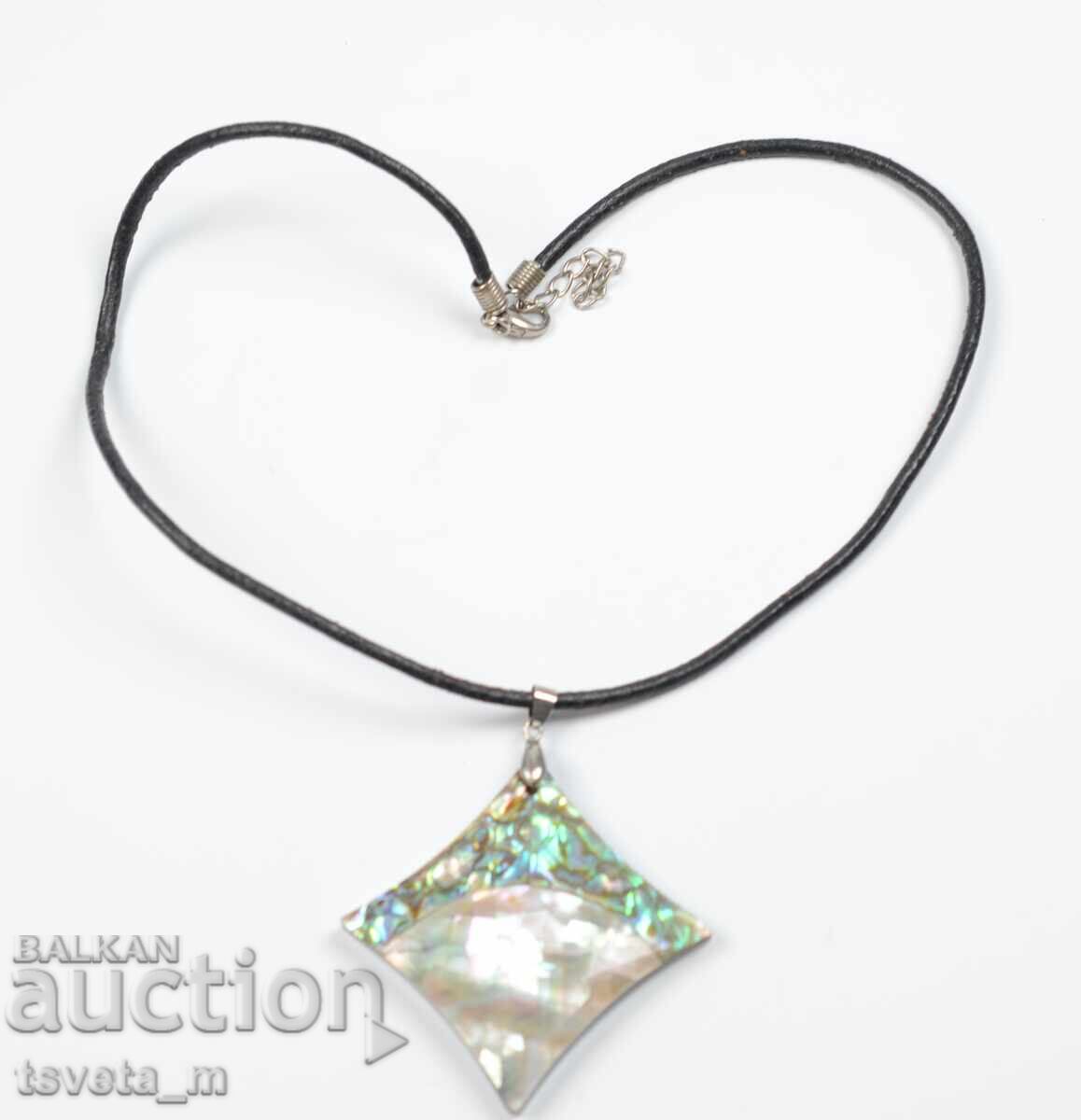 Necklace, pendant with a leather chain