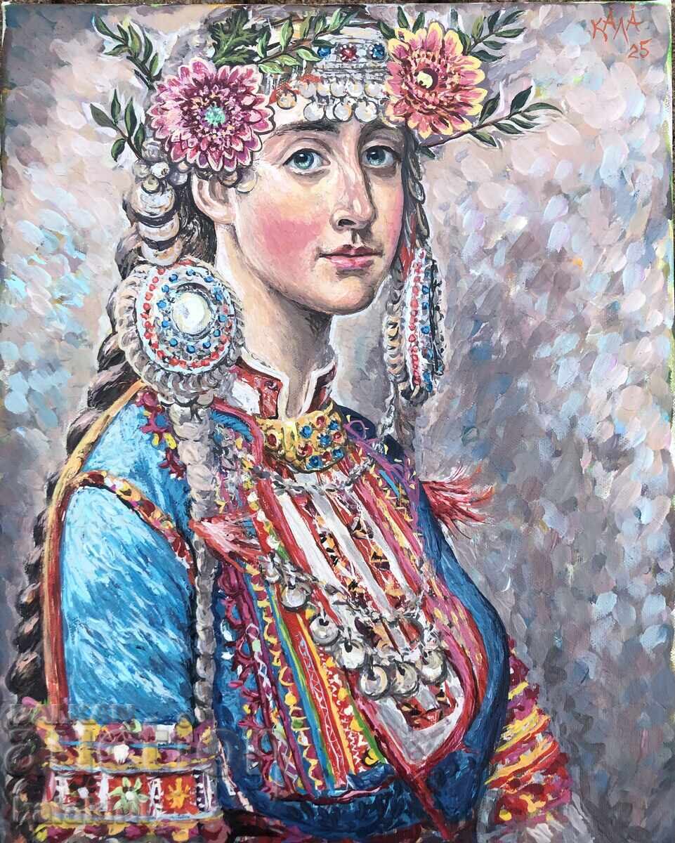 Bulgăroaică cu garoafe și bănuți