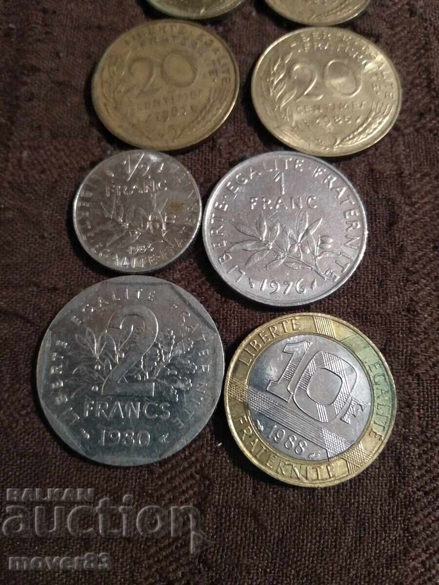 Δημοπρασία Νομίσματα Γαλλίας 1967-1988. Λοτ 9 τεμαχίων