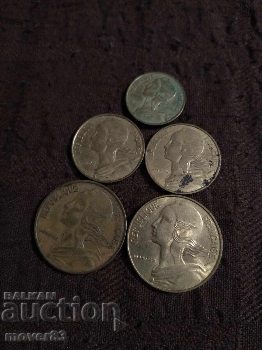 Παράδοση Νομίσματα Γαλλίας 1967-1988. Λοτ 9 τεμαχίων