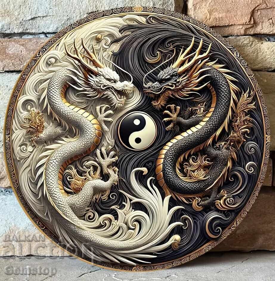 БЗЦ! 2D гравюра Ин-Ян Дракони от 1ст!