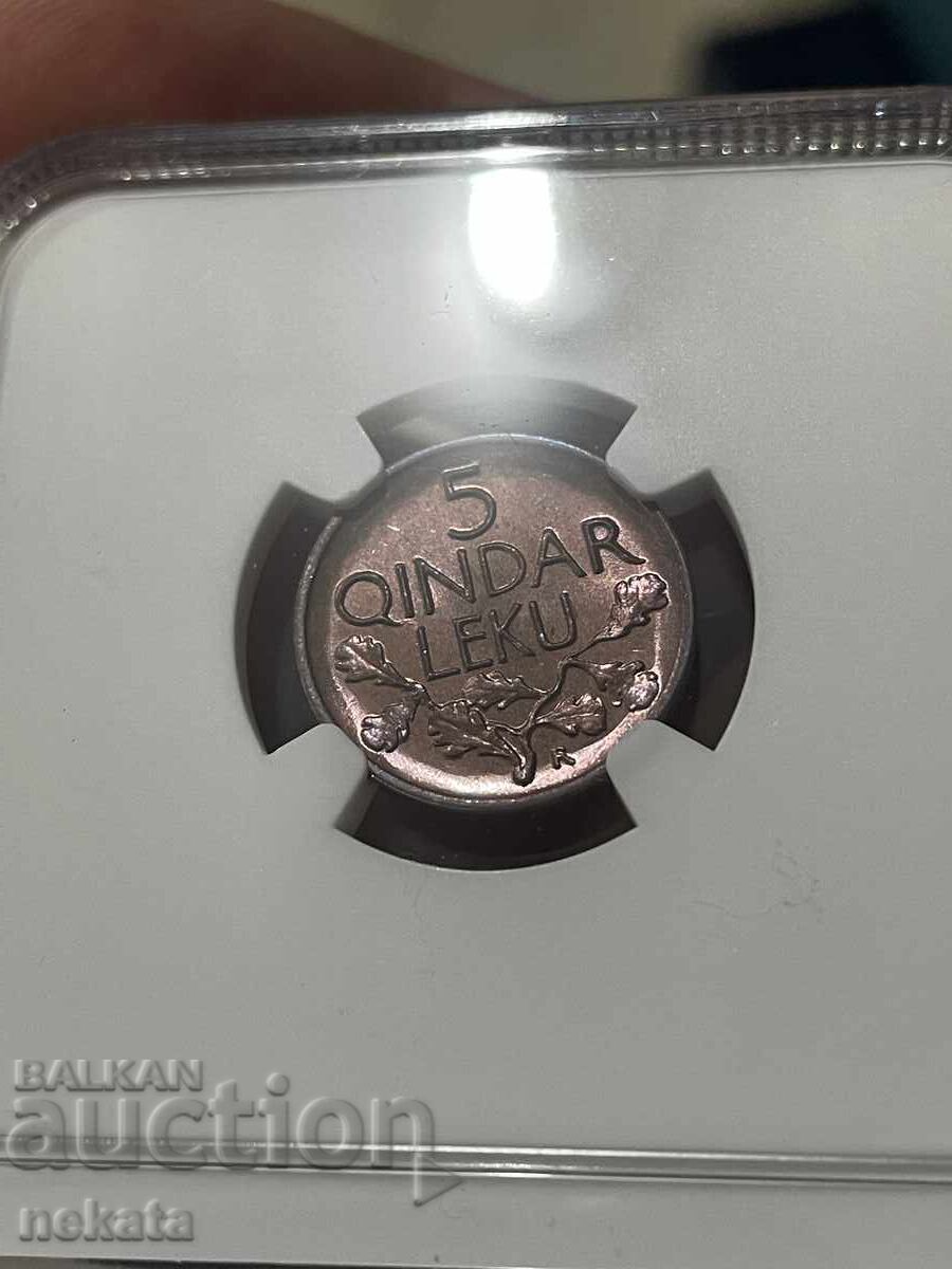 Albania 5 qindarka lek, 1926 g. MS66RB NGC - 6