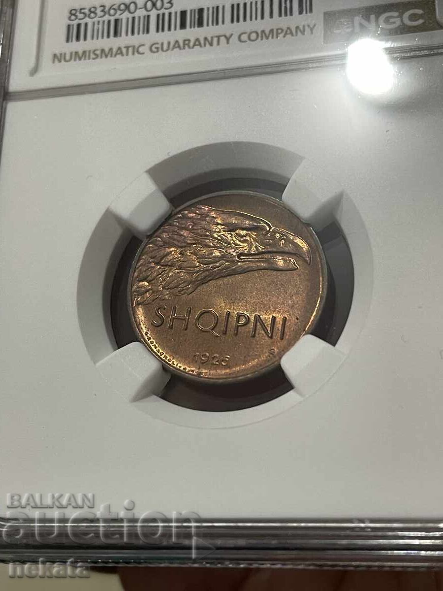 Delivery of Albania 10 Qindar Lek, 1926, MS65RB NGC