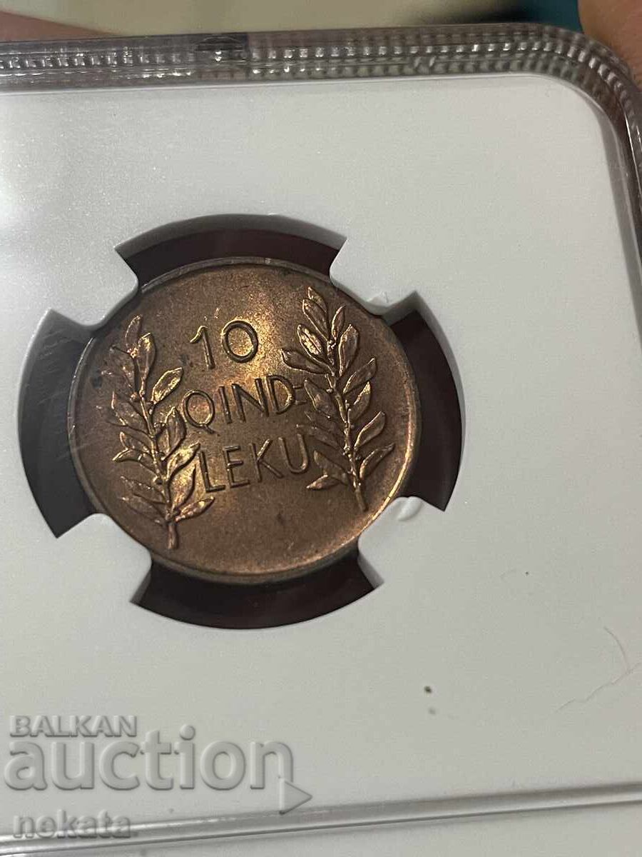 Albania 10 Qindar Lek, 1926, MS65RB NGC - 6