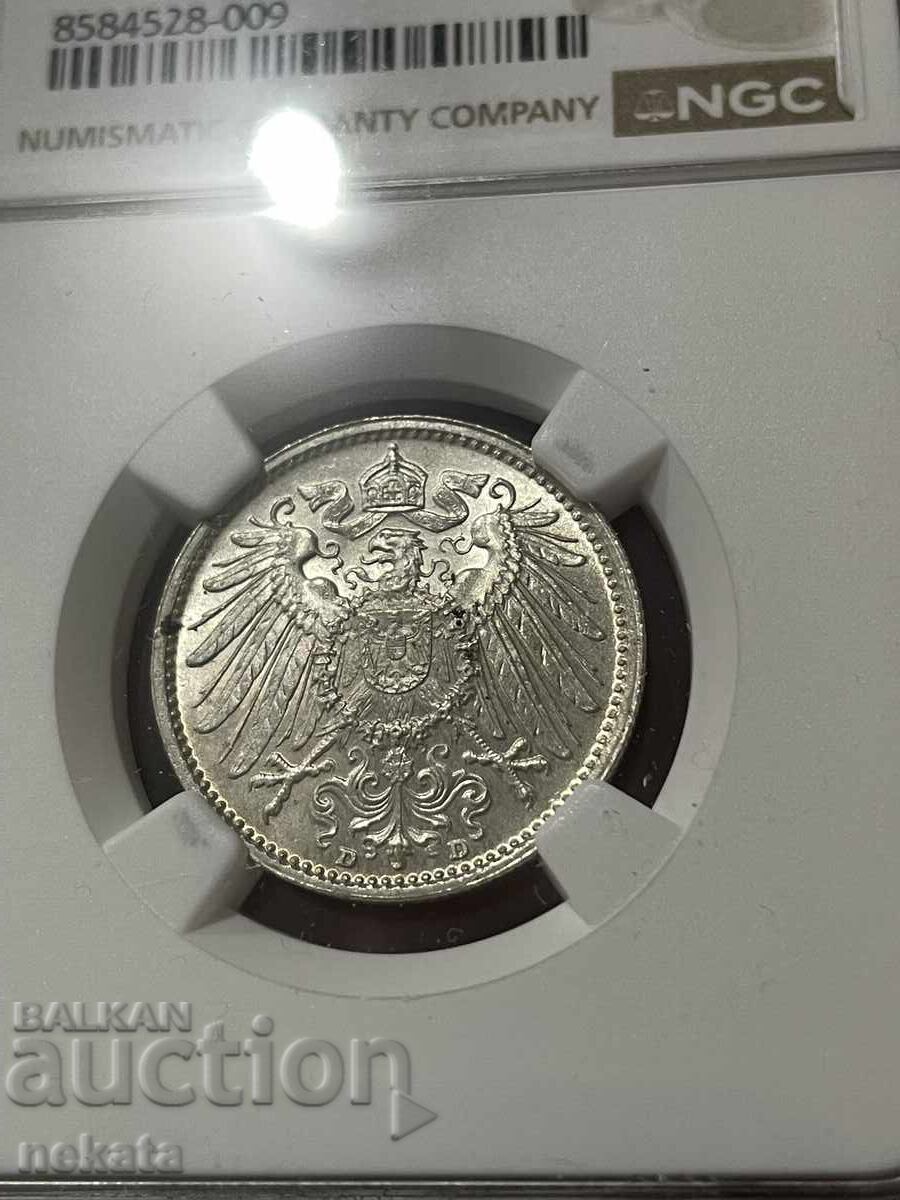 Germania 1 marcă, 1914, MS65 NGC Germania 1 marcă, 1914, MS65 NGC