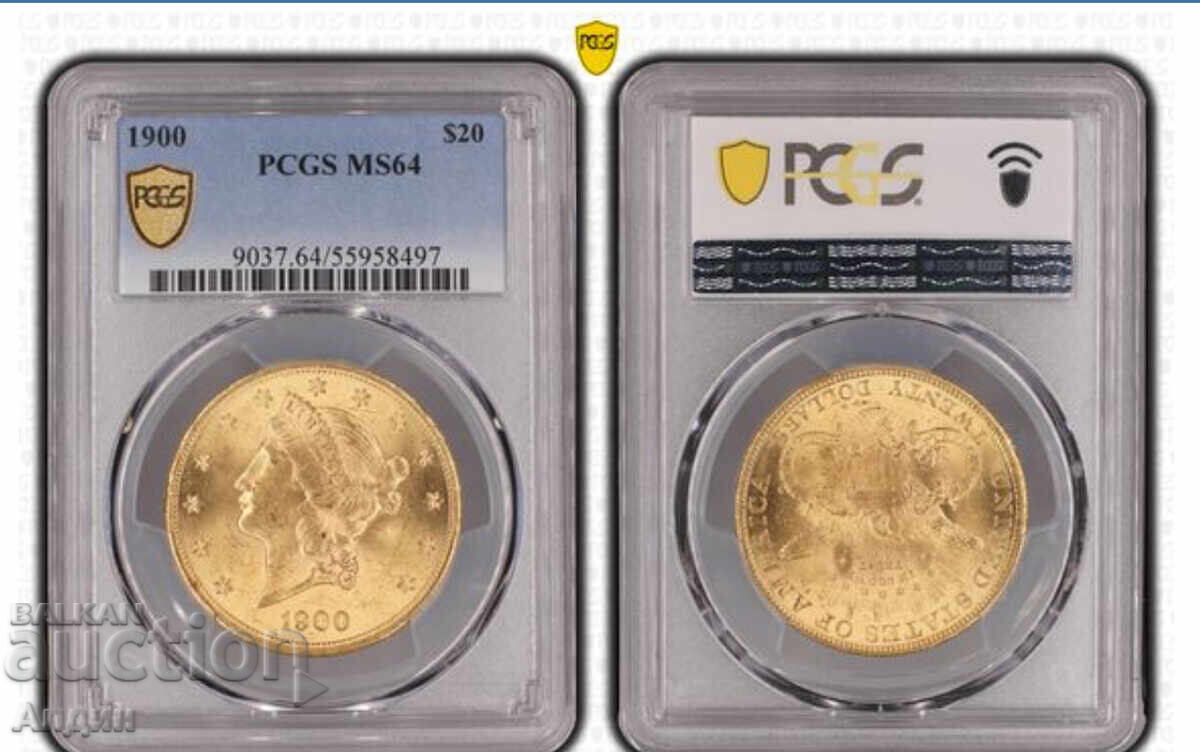 20$ 1900g MS 64 ΤΟΠ ΜΟΝΕΤΑ 20$ 1900g MS 64 ΤΟΠ ΜΟΝΕΤΑ