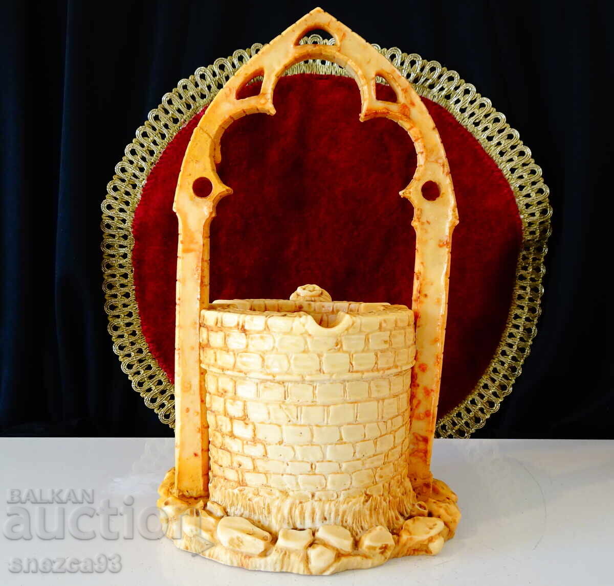 Σταχτοδοχείο, αγαλματίδιο Πηγάδι των Ευχών, αγόρι, φλάουτο, υπογραφή - 5