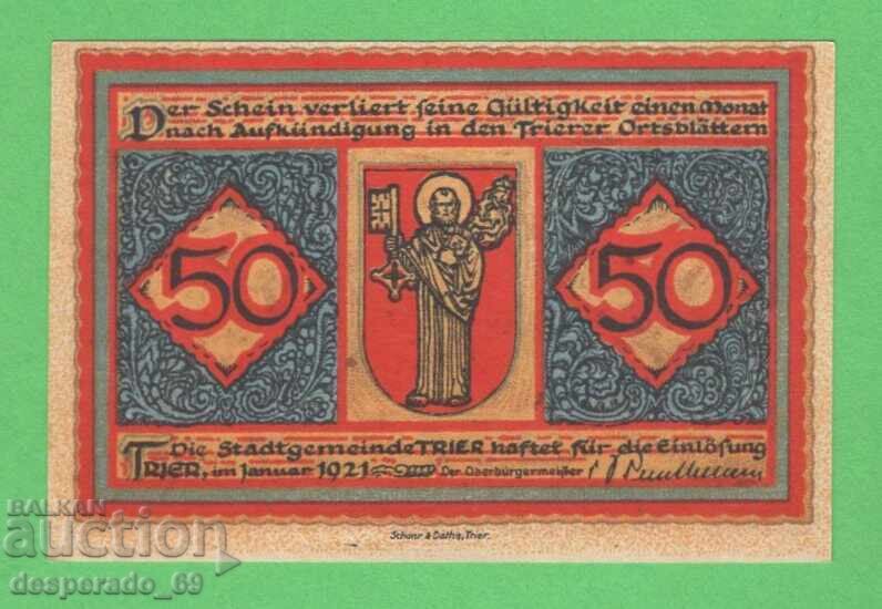 (¯`'•.¸NOTGELD (city Trier) 1921 UNC -50 pfennig¸.•'´¯) with price 2.80 BGN | € 1.43