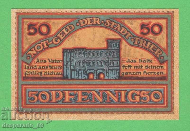 (¯`'•.¸NOTGELD (orașul Trier) 1921 UNC -50 pfennig¸.•'´¯)