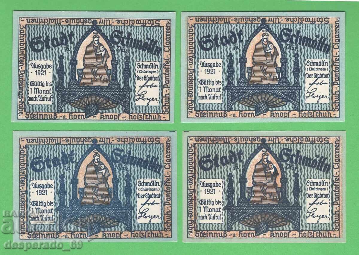 (¯`'•.¸NOTGELD (πόλη. Schmölln) 1921 UNC -4 τεμ. τραπεζογραμμάτια¸.•'´¯) με τιμή 10.80 BGN | € 5.52 (¯`'•.¸NOTGELD (πόλη. Schmölln) 1921 UNC -4 τεμ. τραπεζογραμμάτια¸.•'´¯) με τιμή 10.80 BGN | € 5.52