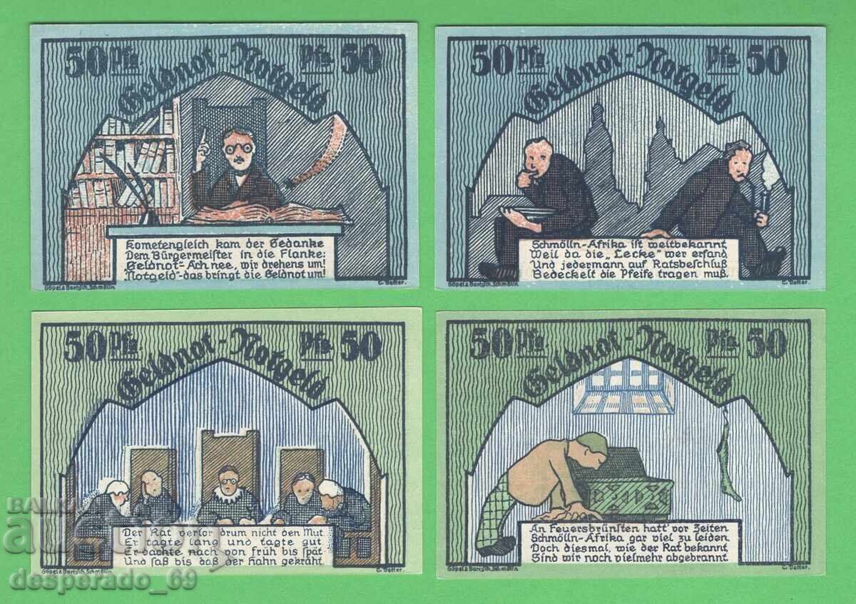 (¯`'•.¸NOTGELD (πόλη. Schmölln) 1921 UNC -4 τεμ. τραπεζογραμμάτια¸.•'´¯) (¯`'•.¸NOTGELD (πόλη. Schmölln) 1921 UNC -4 τεμ. τραπεζογραμμάτια¸.•'´¯)