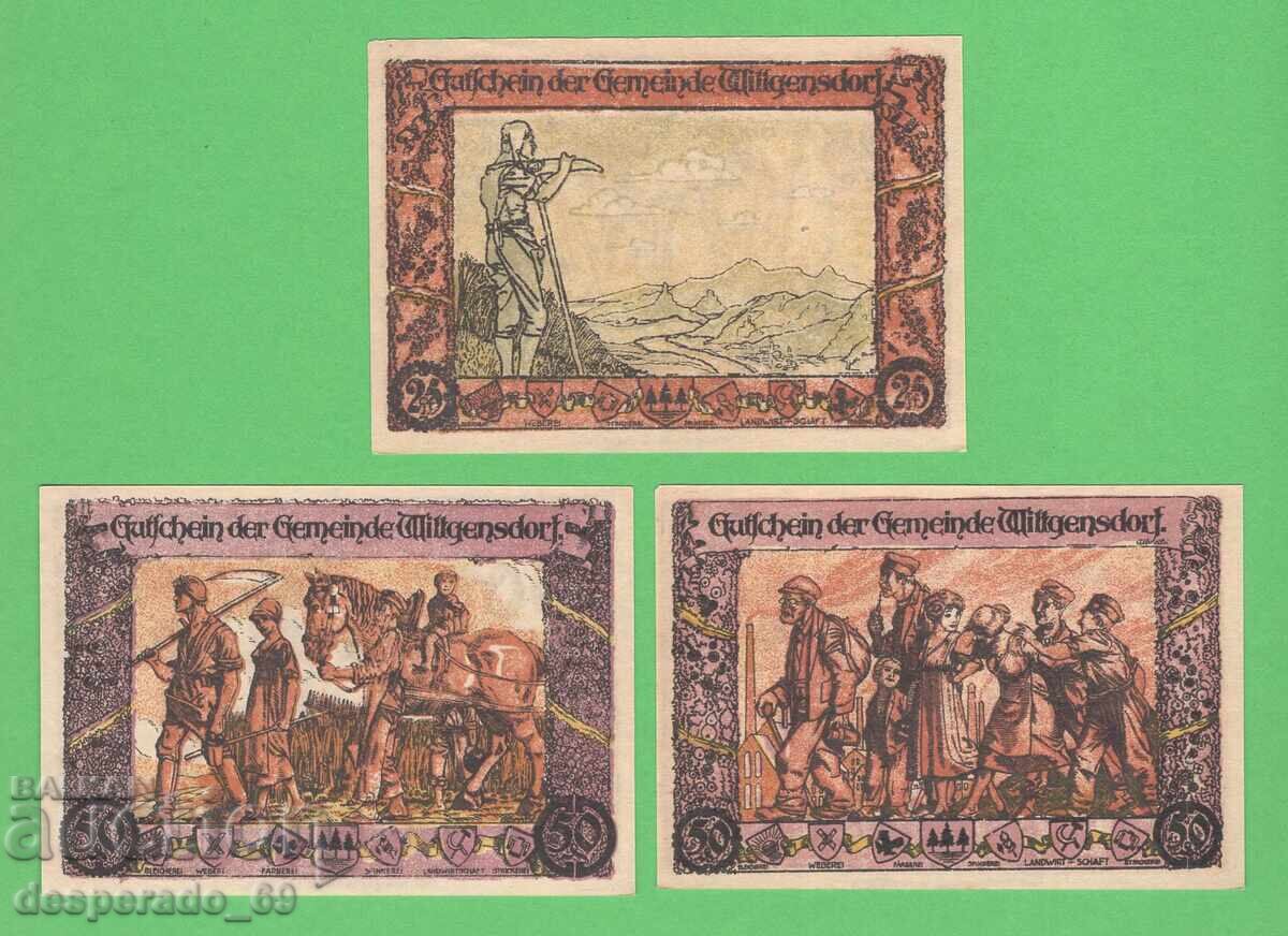(¯`'•.¸NOTGELD (orașul Wittgensdorf) 1921 UNC -3 buc. bancnote ¯)