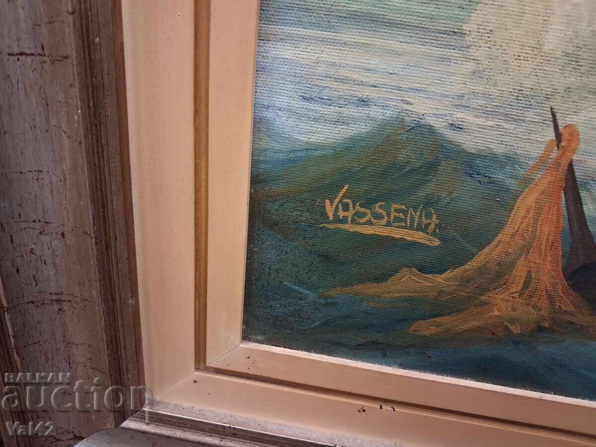 Ναυμαχία - ελαιογραφία με τιμή 145.00 BGN | € 74.14 Ναυμαχία - ελαιογραφία με τιμή 145.00 BGN | € 74.14