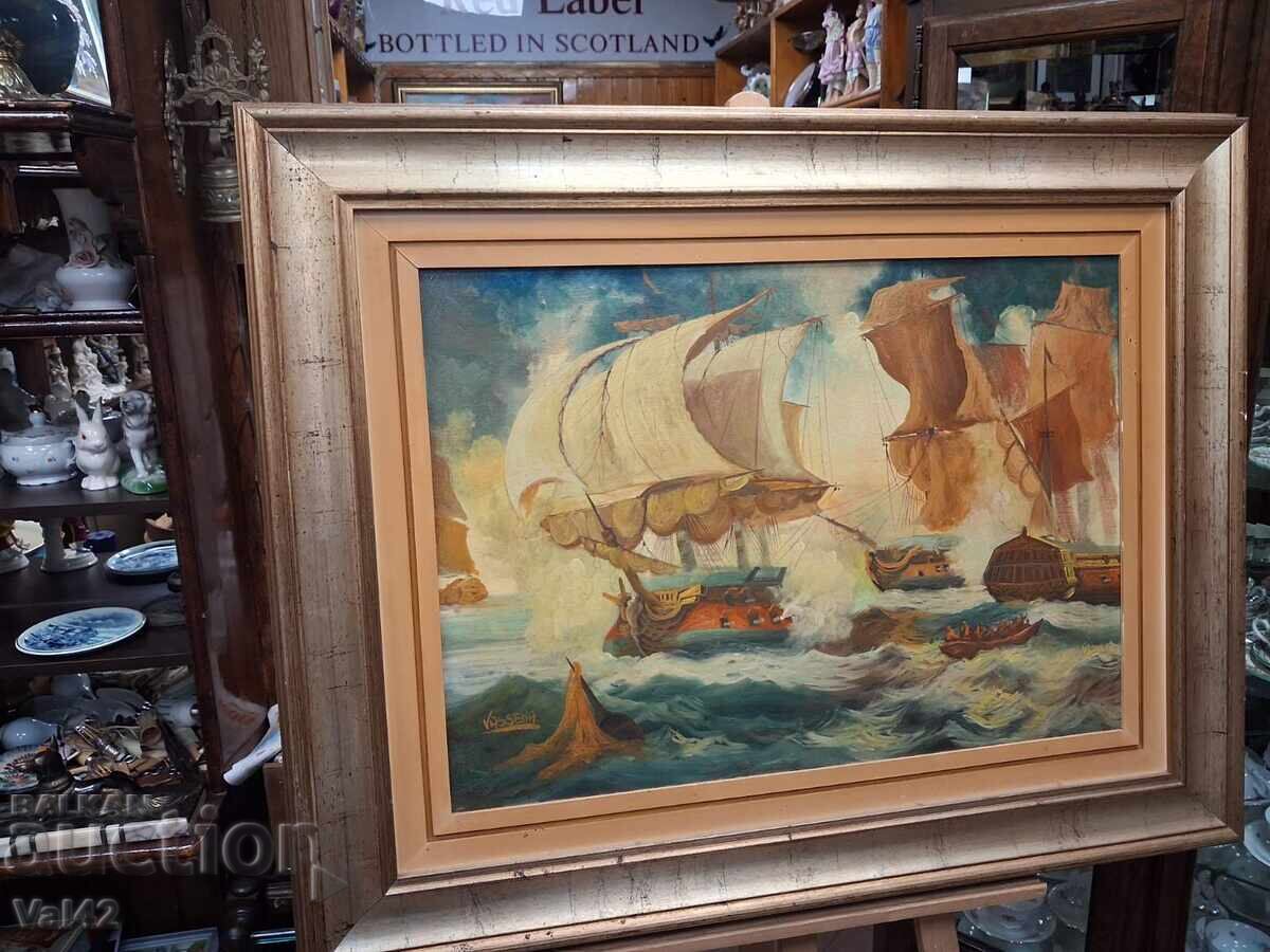 Δημοπρασία Ναυμαχία - ελαιογραφία Δημοπρασία Ναυμαχία - ελαιογραφία