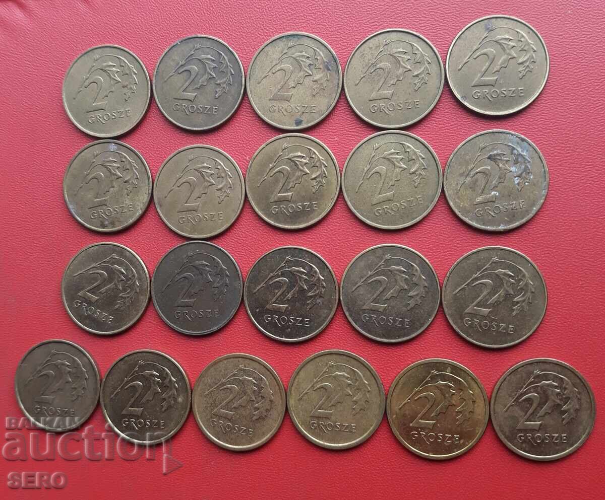 Polonia - lot 21x2 groși fără ani repetați cu preț 1.01 BGN | € 0.52