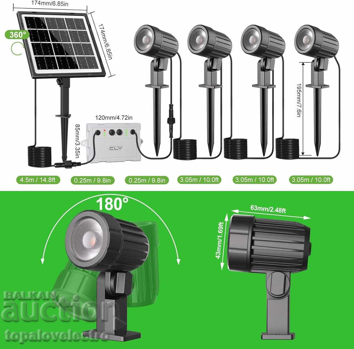 Set of 4 solar garden spotlights, warm light with price 32.00 BGN | € 16.36