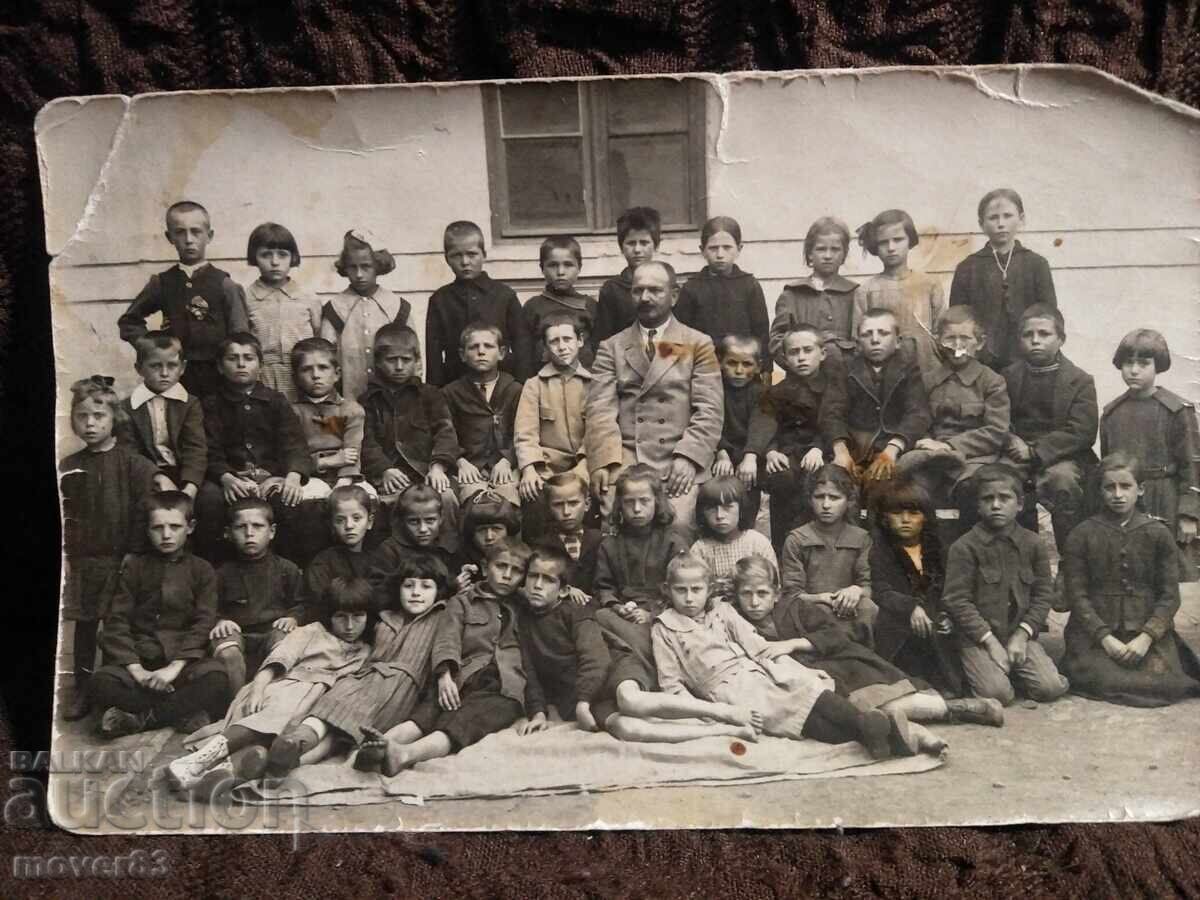 Old photo/card. School class. 1930s