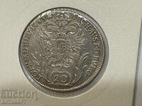 Row of silver coin Austria 20 Kreuzer 1785