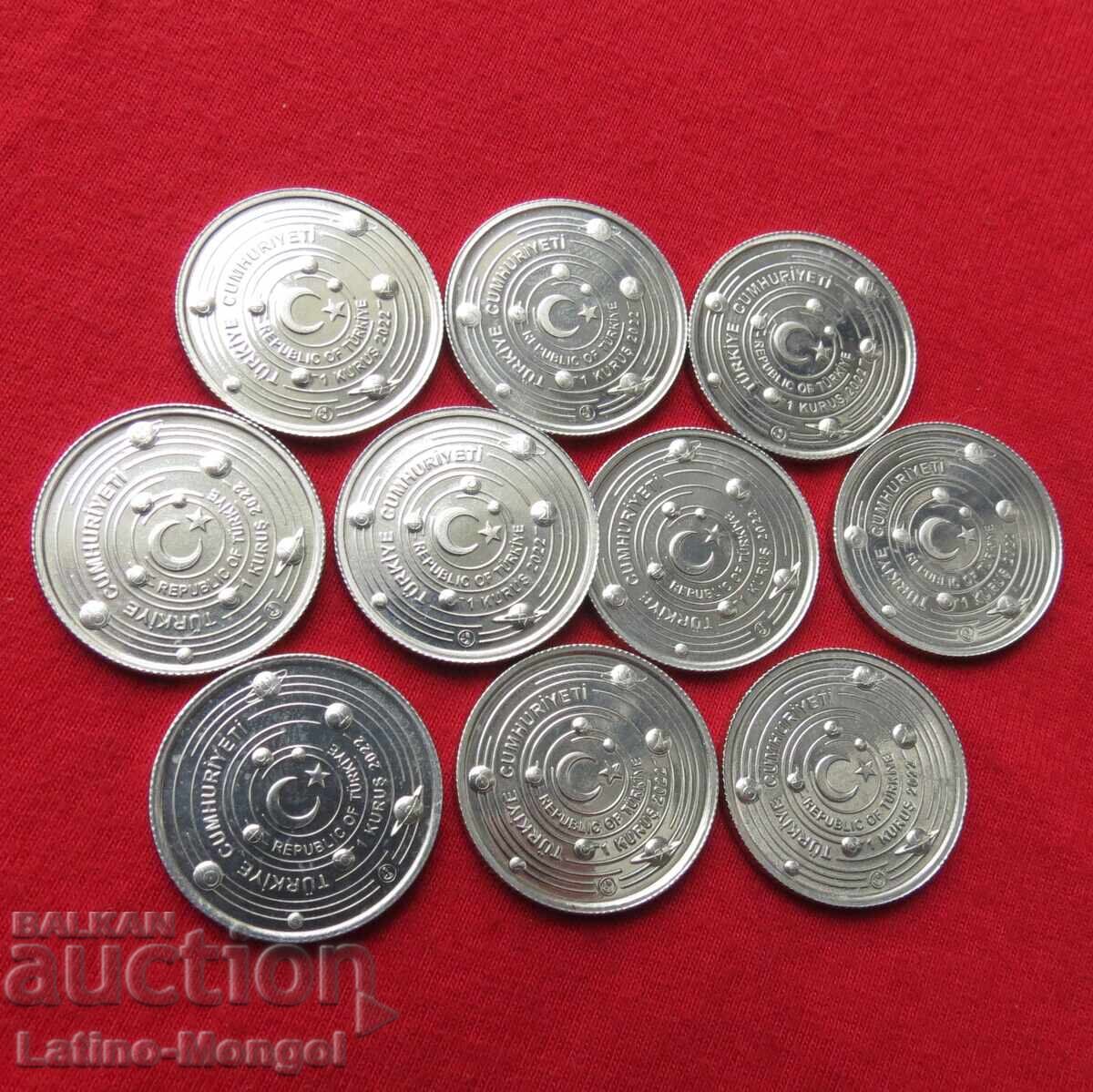 Турция  10 x 1 куруш  2022  слънчева система with price € 14.50 | 28.36 BGN