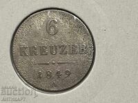 Silver coin Austria 6 Kreuzer 1849 excellent
