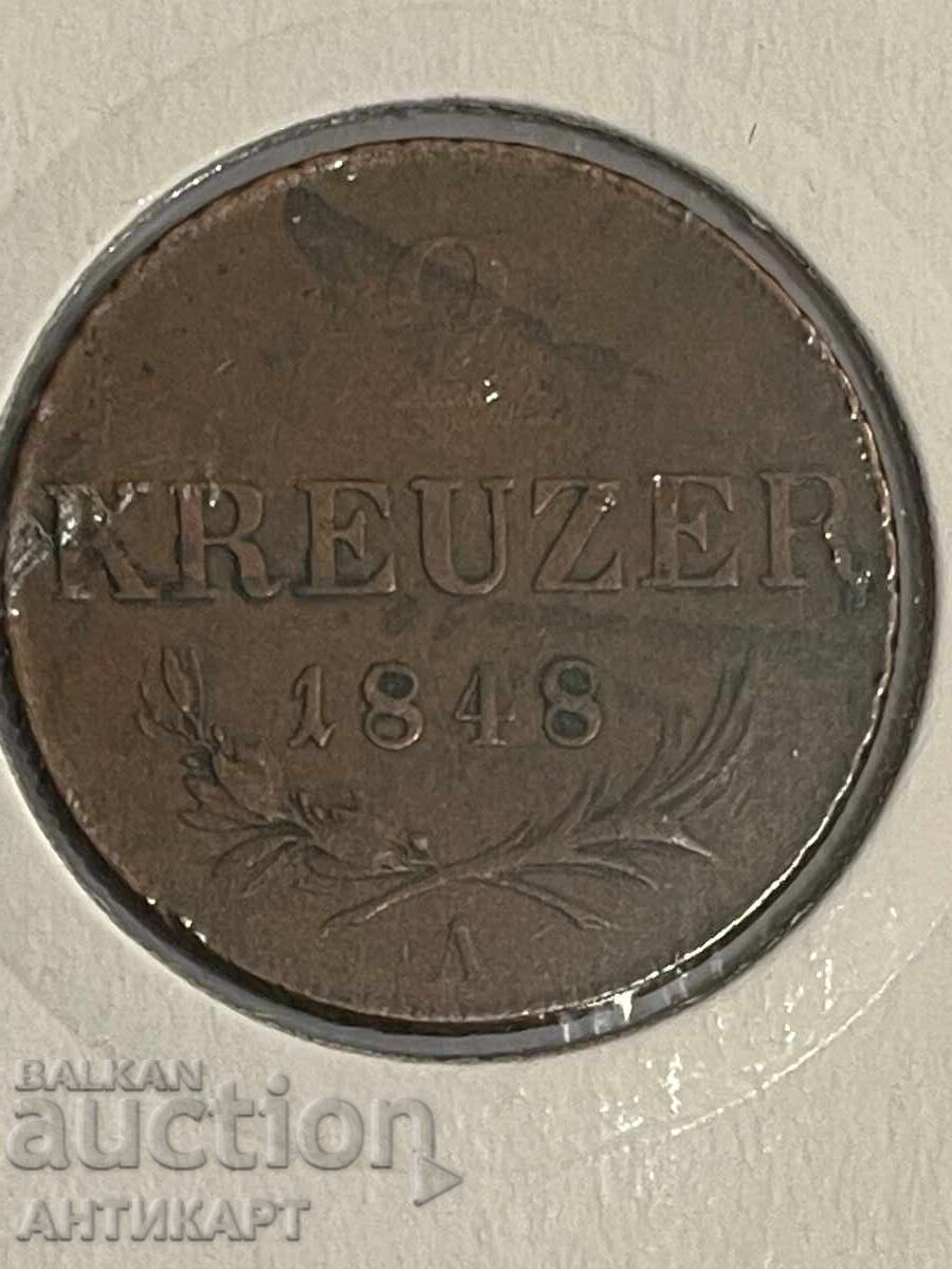 ryadka medna moneta Avstria 2 kroytsera kreutzer 1848 ryadka medna moneta Avstria 2 kroytsera kreutzer 1848