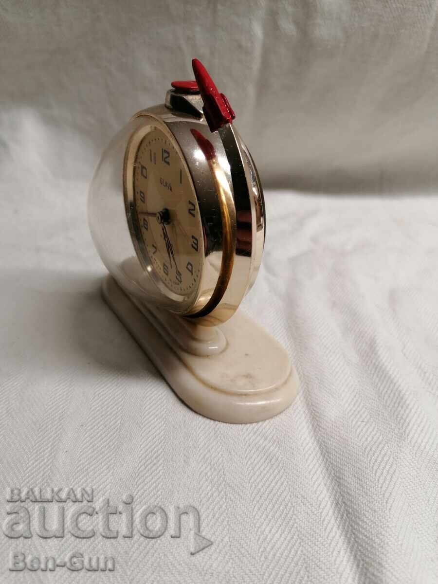 Auction  Mechanical Desk Clock "SLAVA"