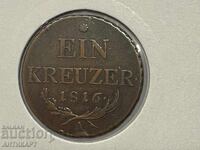 Austrian copper coin, 1 Kreuzer, 1816